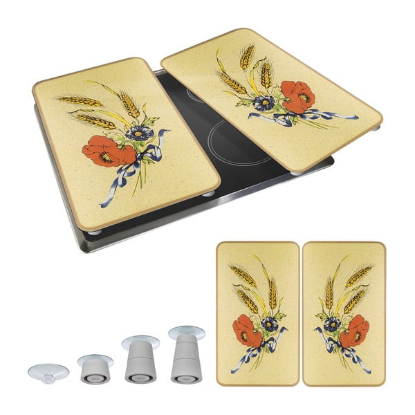 Kryty na sporák v súprave 2 ks z tvrdeného skla 52x30 cm Corn-Flowers - Maximex-image-2