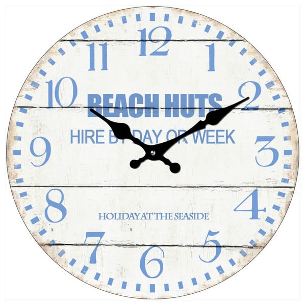 Sklenené hodiny Beach Huts, 34 cm