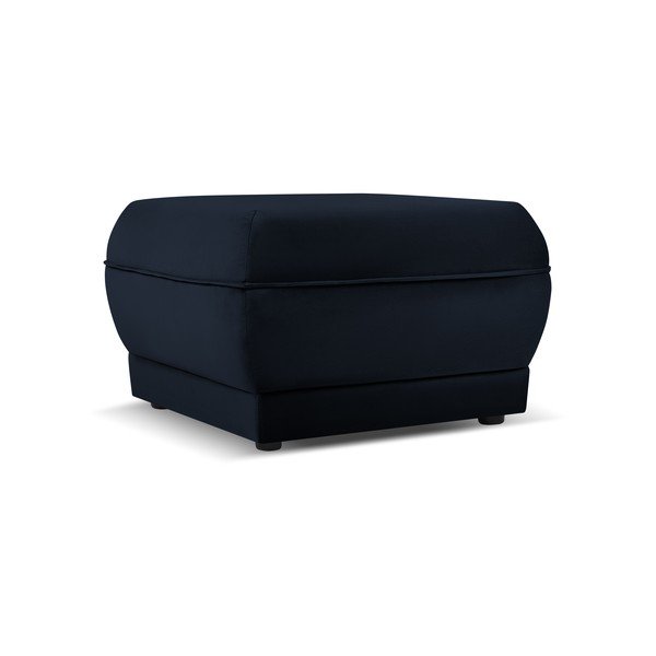 Tmavomodrý zamatový taburet Lando – Micadoni Home-image-2