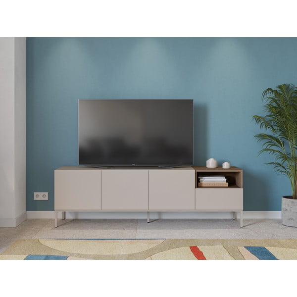 Krémový TV stolík 180x55 cm Cailin – Marckeric-image-1