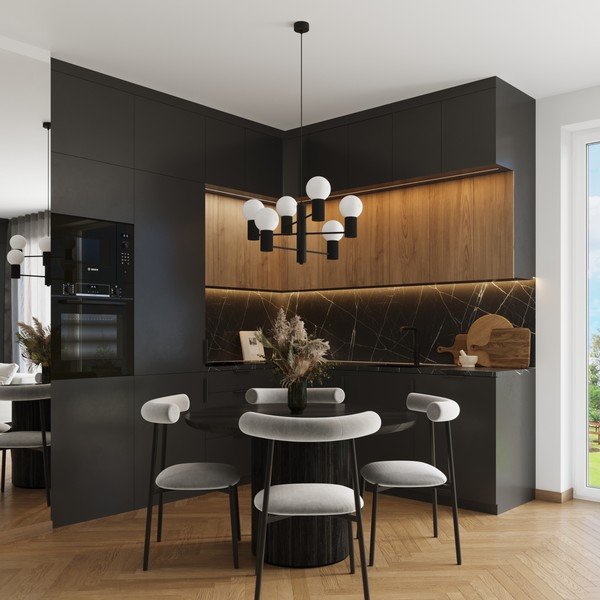 Čierne závesné svietidlo so skleneným tienidlom Orbital – Sollux-image-1