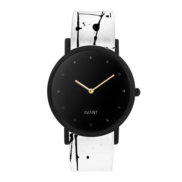 Čierne unisex hodinky s bielo-čiernym remienkom South Lane Stockholm Avant Pure