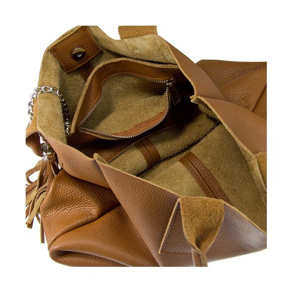 Koňakovohnedá kožená kabelka Giorgio Costa Lauretta-image-4