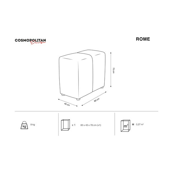 Čierna zamatová opierka k modulárnej pohovke Rome Velvet - Cosmopolitan Design-image-3