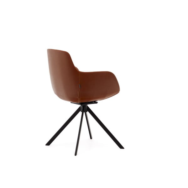 Koňakovohnedé čalúnené jedálenské kreslá v súprave s podrúčkami 2 ks Tissiana – Kave Home-image-3