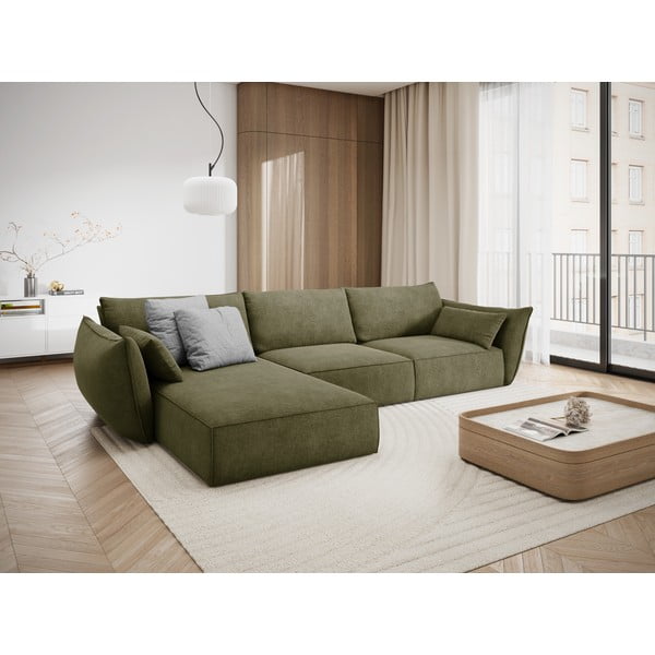 Zelená rohová pohovka (ľavý roh) Vanda - Mazzini Sofas-image-1