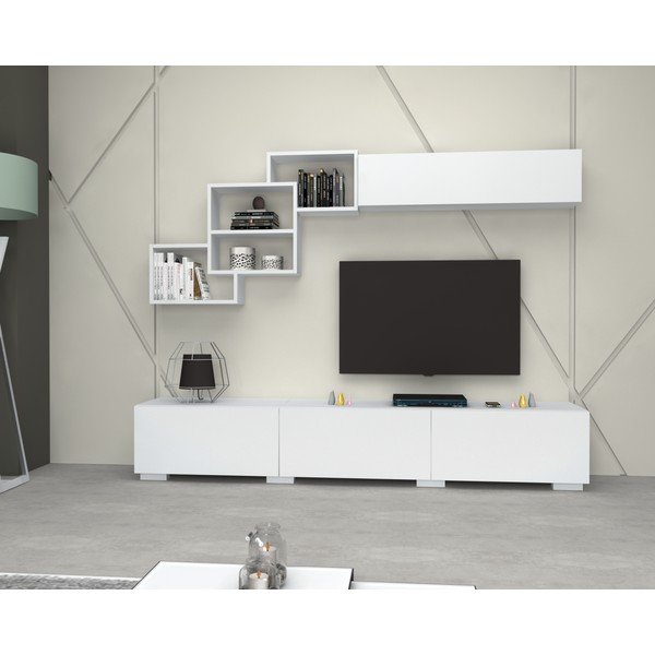 Biely TV stolík 210x40 cm Fly - Gauge Concept-image-2