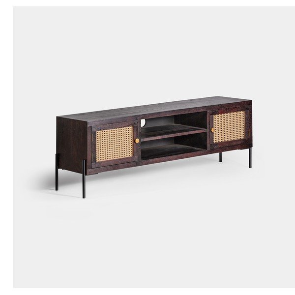 TV stolík z jedľového dreva v čierno-prírodnej farbe 150x50 cm Kenia – Burkina-image-1