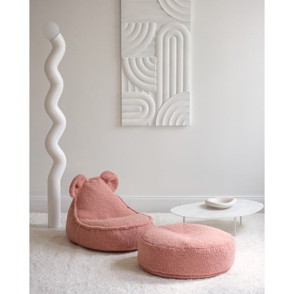 Ružový detský sedací vak z textílie buklé Round – Wigiwama-image-4