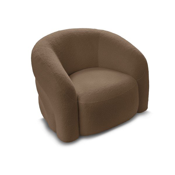 Hnedé otočné kreslo z textílie buklé Elina – Bobochic Paris-image-4