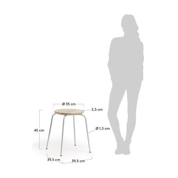 Biela kovová stolička so sedákom z mangového dreva Kave Home Nax-image-2