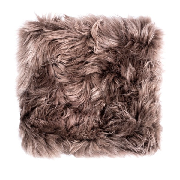 Hnedý sedák z ovčej kožušiny na jedálenskú stoličku Royal Dream, 40 × 40 cm