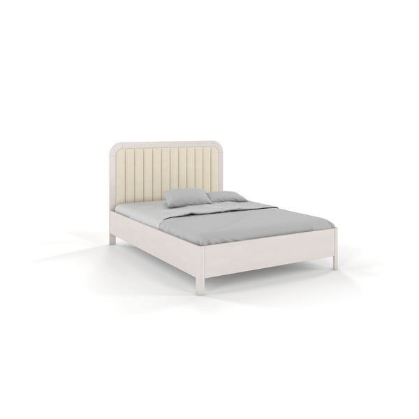 Biela/béžová dvojlôžková posteľ z bukového dreva 160x200 cm Modena – Skandica