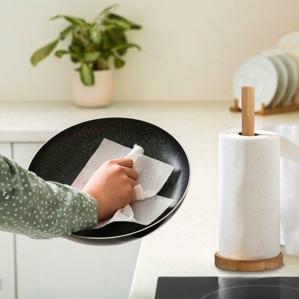 Drevený stojan na papierové utierky v prírodnej farbe ø 12 cm Soka – Premier Housewares-image-1