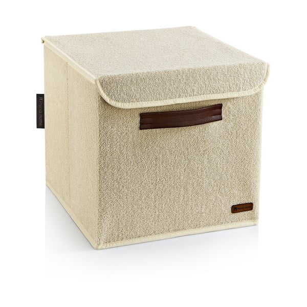 Béžový látkový úložný box s vekom 30x30x30 cm – Mioli Decor