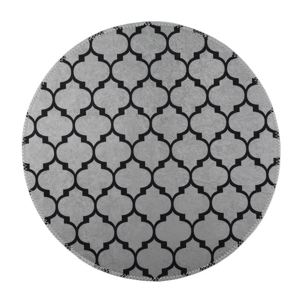 Tmavosivý umývateľný okrúhly koberec ø 120 cm – Vitaus