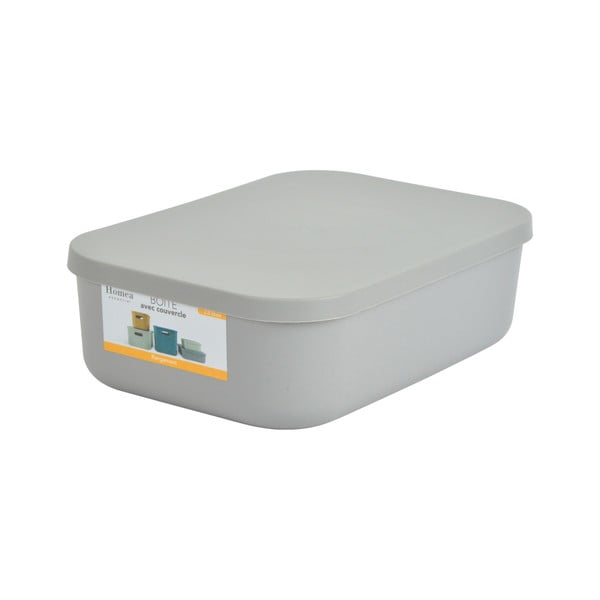 Sivý plastový úložný box s vekom 24x18x8 cm – Homéa-image-2