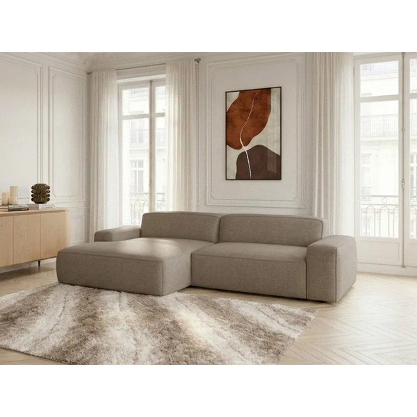 Taupe rozkladacia/s elektrickým výsuvom sedadla rohová pohovka (ľavý roh) Abel – Bobochic Paris-image-1