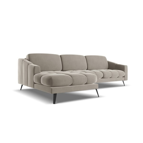 Béžová zamatová rohová pohovka (ľavý roh) Nalu – Makamii-image-2