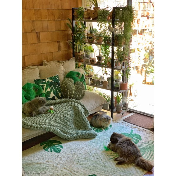 Zeleno-krémový prateľný ručne tkaný bavlnený detský koberec 140x200 cm Tropical Green – Lorena Canals-image-3