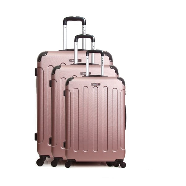 Sada 3 ružových cestovných kufrov na kolieskách Bluestar Vanity Cadenas