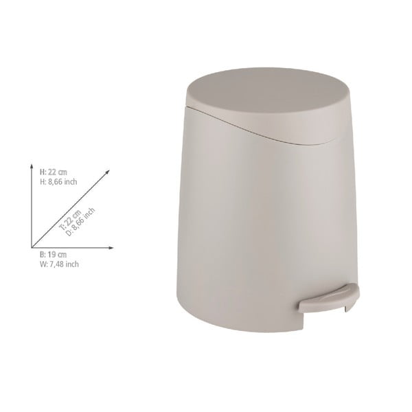 Taupe pedálový plastový odpadkový kôš 3 l Portes – Allstar-image-3