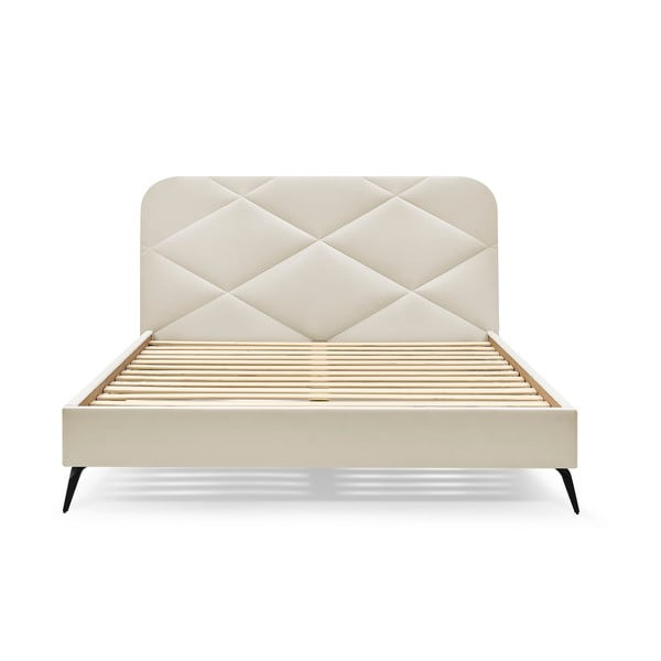 Béžová čalúnená dvojlôžková posteľ s roštom 180x200 cm Prune – Bobochic Paris-image-3