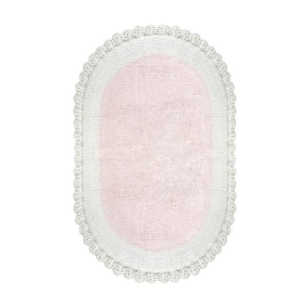 Ružovobiela bavlnená kúpeľňová predložka Cecil, 60 × 90 cm