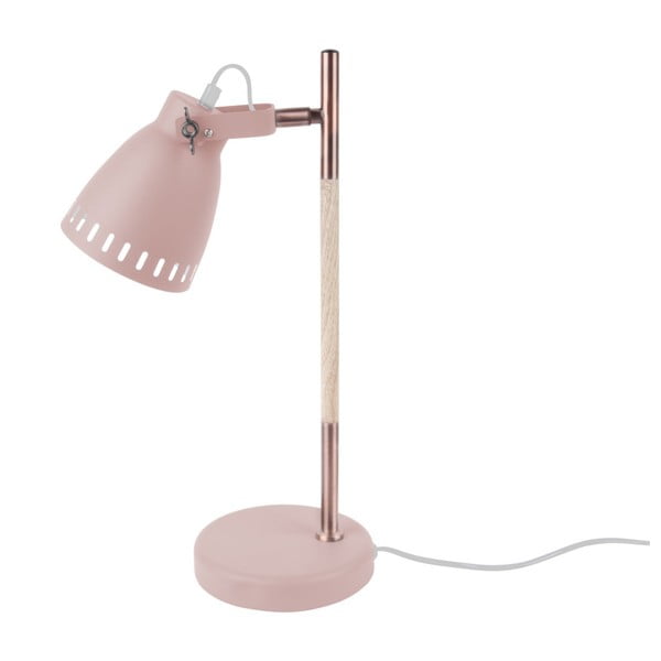 Ružová stolová lampa s detailmi v medenej farbe Leitmotiv Mingle
