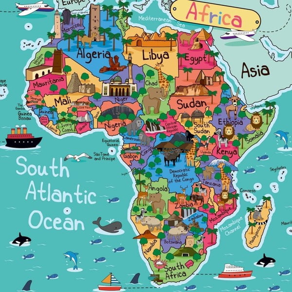 Obraz Homemania Maps Africa Pictures, 60 × 60 cm
