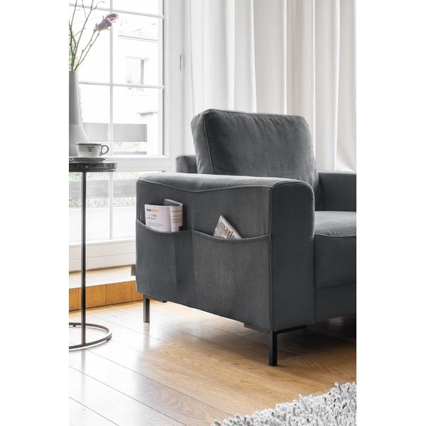 Tmavosivé menčestrové kreslo Lofty Lilly – Miuform-image-3