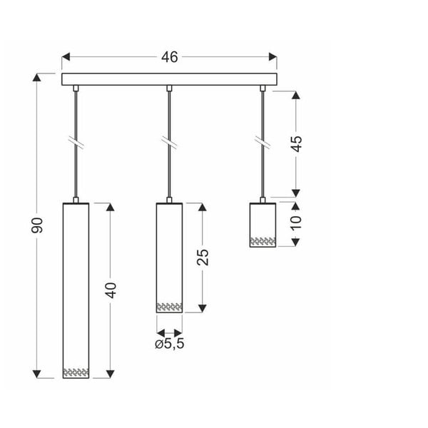 Závesné svietidlo s kovovým tienidlom v čierno-zlatej farbe 6x46 cm Tubo - Candellux Lighting-image-2