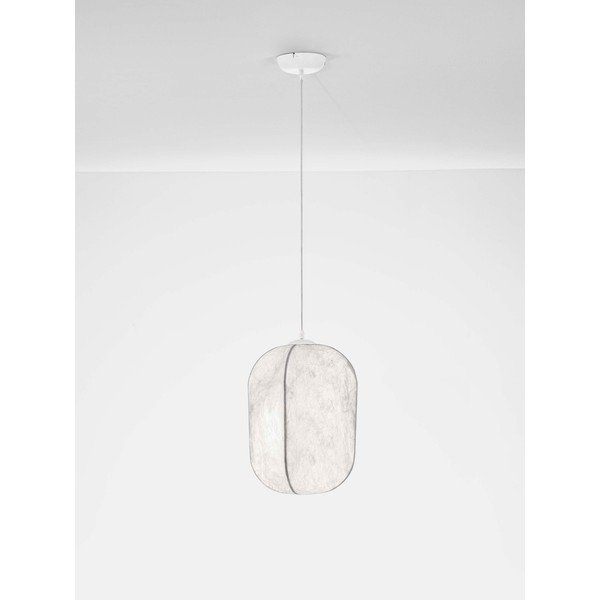 Biele kovové závesné svietidlo s textilným tienidlom ø 30 cm Pierida – Nova Luce-image-2