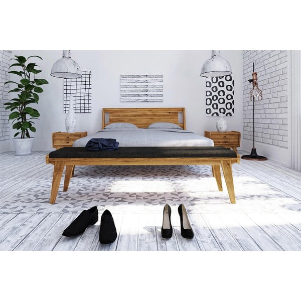 Lavica z dubového dreva so sivým sedákom Retro - The Beds-image-3