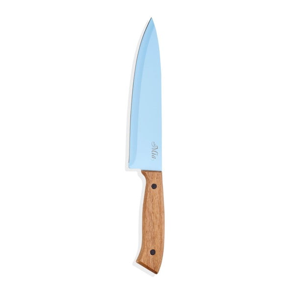 Modrý nôž s drevenou rukoväťou The Mia Cutt, dĺžka 20 cm