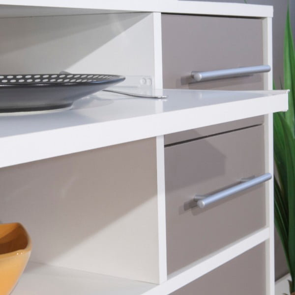 Sivý pojazdný kuchynský úložný systém s policami TemaHome Marius-image-1