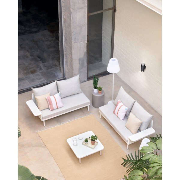 Biela hliníková záhradná rohová pohovka so stolíkom Kave Home Zaltana-image-4