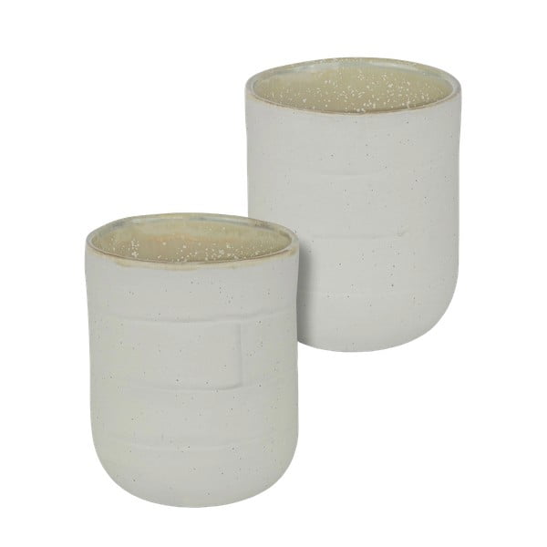 Bielo-béžové hrnčeky v súprave 2 ks z kameňa 0.3 l Sand Grain – Mette Ditmer Denmark
