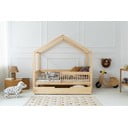 Domčeková detská posteľ z borovicového dreva s úložným priestorom a výsuvným lôžkom v prírodnej farbe 120x200 cm Mila RMW – Adeko