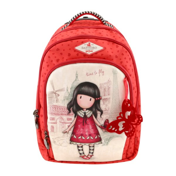 Červený školský batoh Santoro London Time To Fly