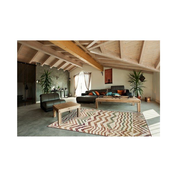 Béžový koberec z viskózy Universal Belga Zig Zag, 70 x 220 cm-image-2