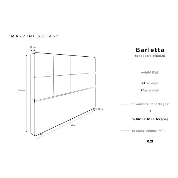 Krémové čelo postele Mazzini Sofas Barletta, 140 × 120 cm-image-4