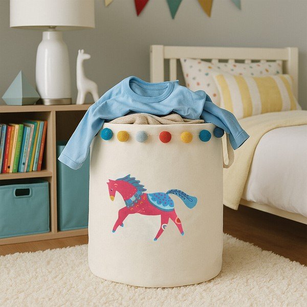 Biely látkový detský kôš na hračky ø 38x48 cm Mimo Eclectic Horse – Premier Housewares-image-2