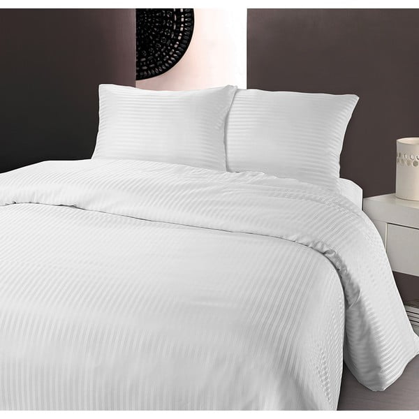 Biele obliečky z mikroperkálu na jednolôžko Sleeptime Dallas, 140 × 200 cm