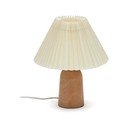 Béžová/v prírodnej farbe stolová lampa z kaučukového dreva s textilným tienidlom (výška 33 cm) Benicarlo – Kave Home