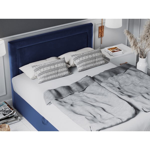 Modrá zamatová dvojlôžková posteľ Mazzini Beds Yucca, 200 x 200 cm-image-4