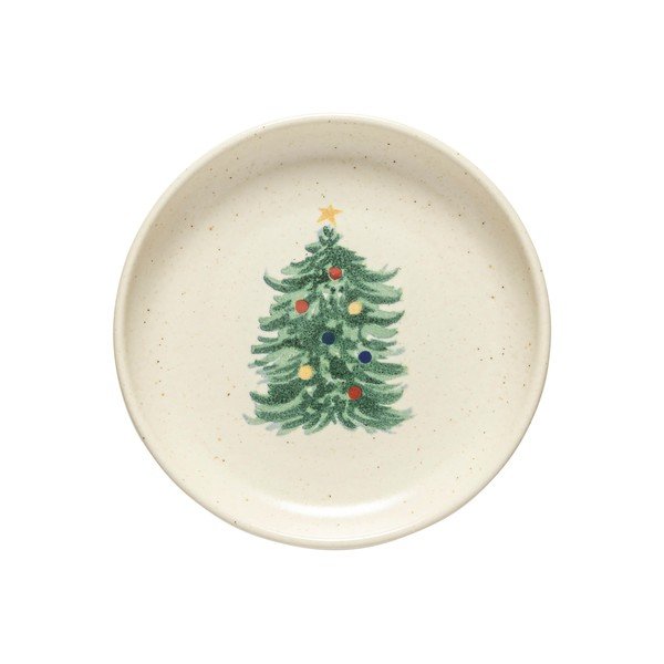 Krémovobiele dezertné kameninové taniere v súprave 4 ks s vianočným motívom ø 16 cm Pacifica Christmas Tree – Casafina-image-4