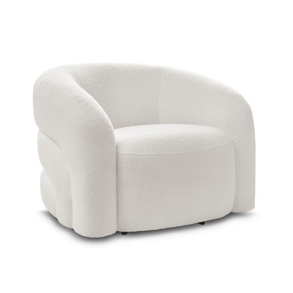 Biele otočné kreslo z textílie buklé Elina – Bobochic Paris-image-3