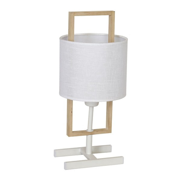 Biela stolná lampa s drevenými detailmi Glimte Sprite White