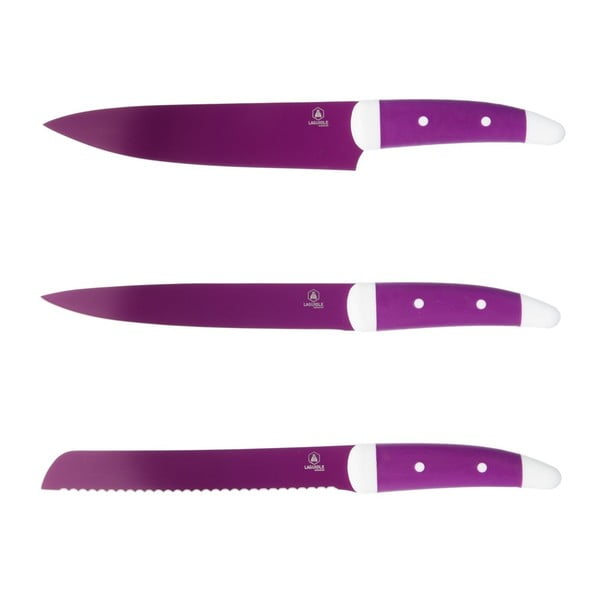 Sada 3 fialových nožov Laguiole Lance